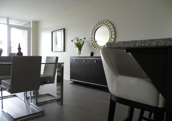 Furnished suites have all the comforts of home including stylish furniture and a fully-equipped kitchen.